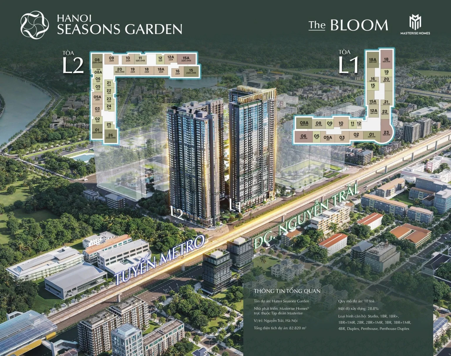 Mặt bằng chi tiết ph&acirc;n khu The Bloom - LUMI&Egrave;RE Hanoi Seasons Garden