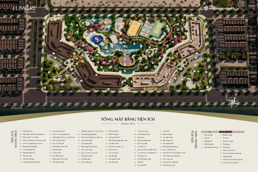 Tiện ích nội khu LUMIÈRE Ocean Crest với hồ bơi resort, quảng trường và công viên cảnh quan