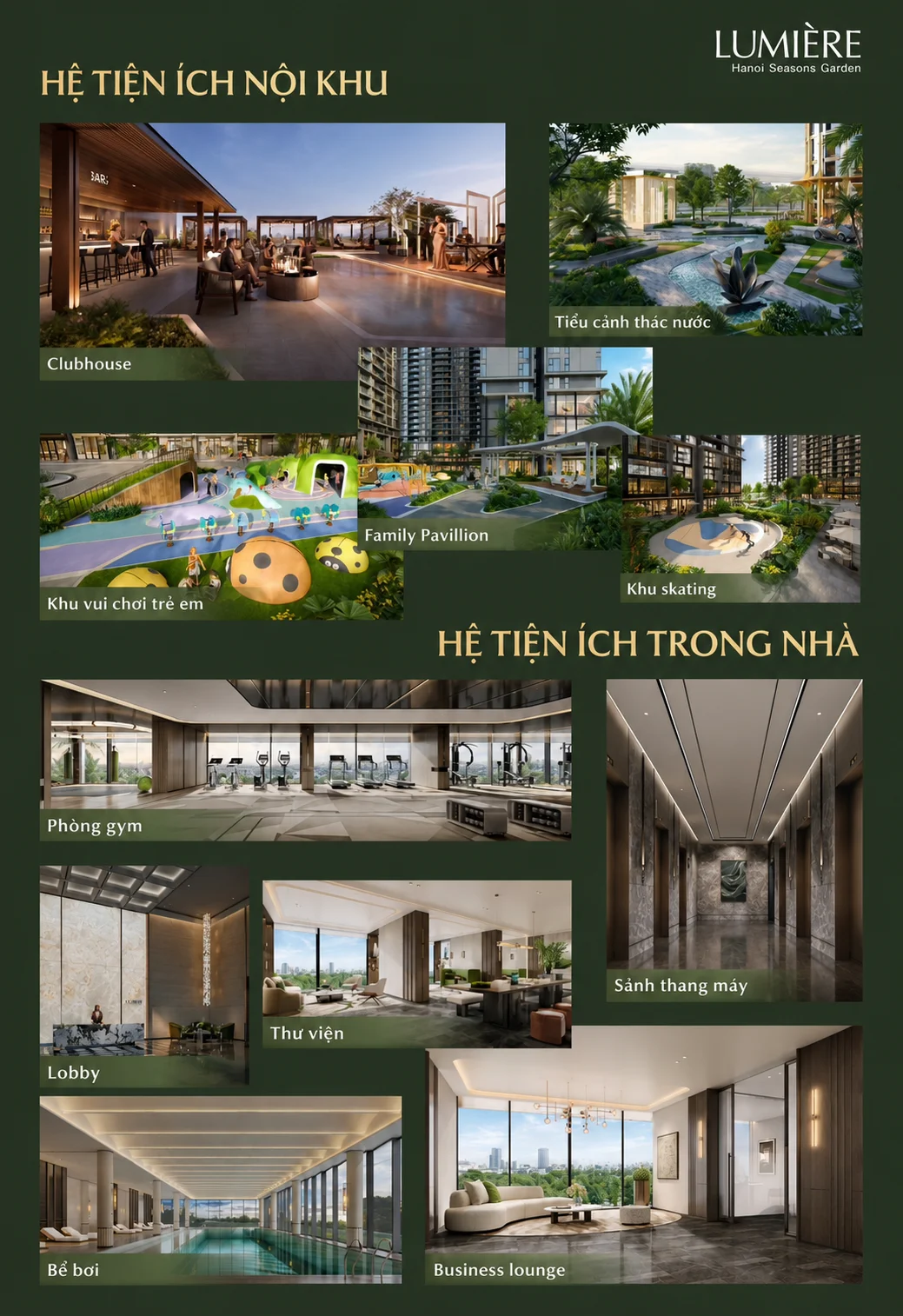 Hệ tiện ích nội khu và trong nhà tại LUMIÈRE Hanoi Seasons Garden