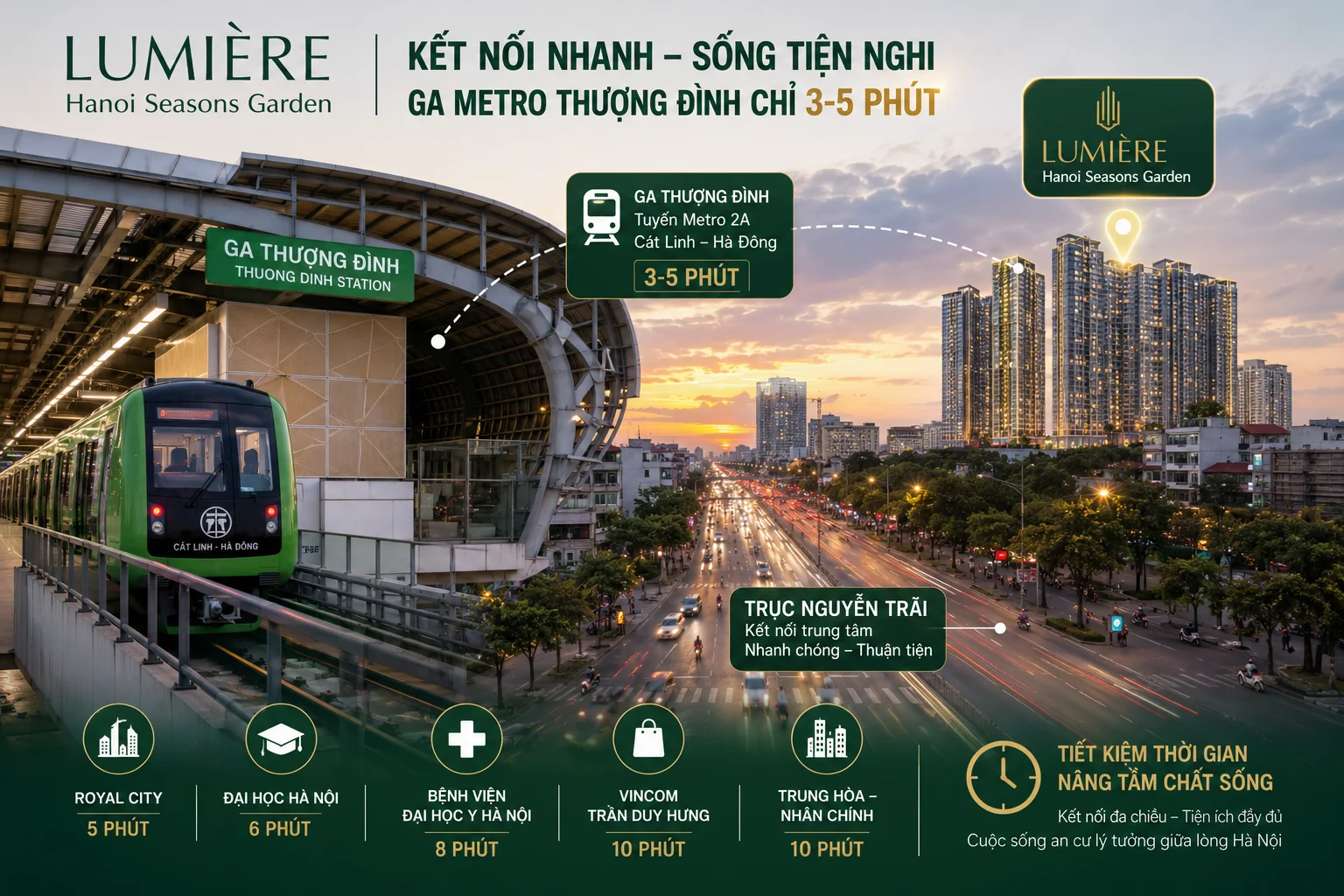 Ga Metro Thượng Đình giúp cư dân LUMIÈRE Hanoi Seasons Garden kết nối nhanh trung tâm Hà Nội