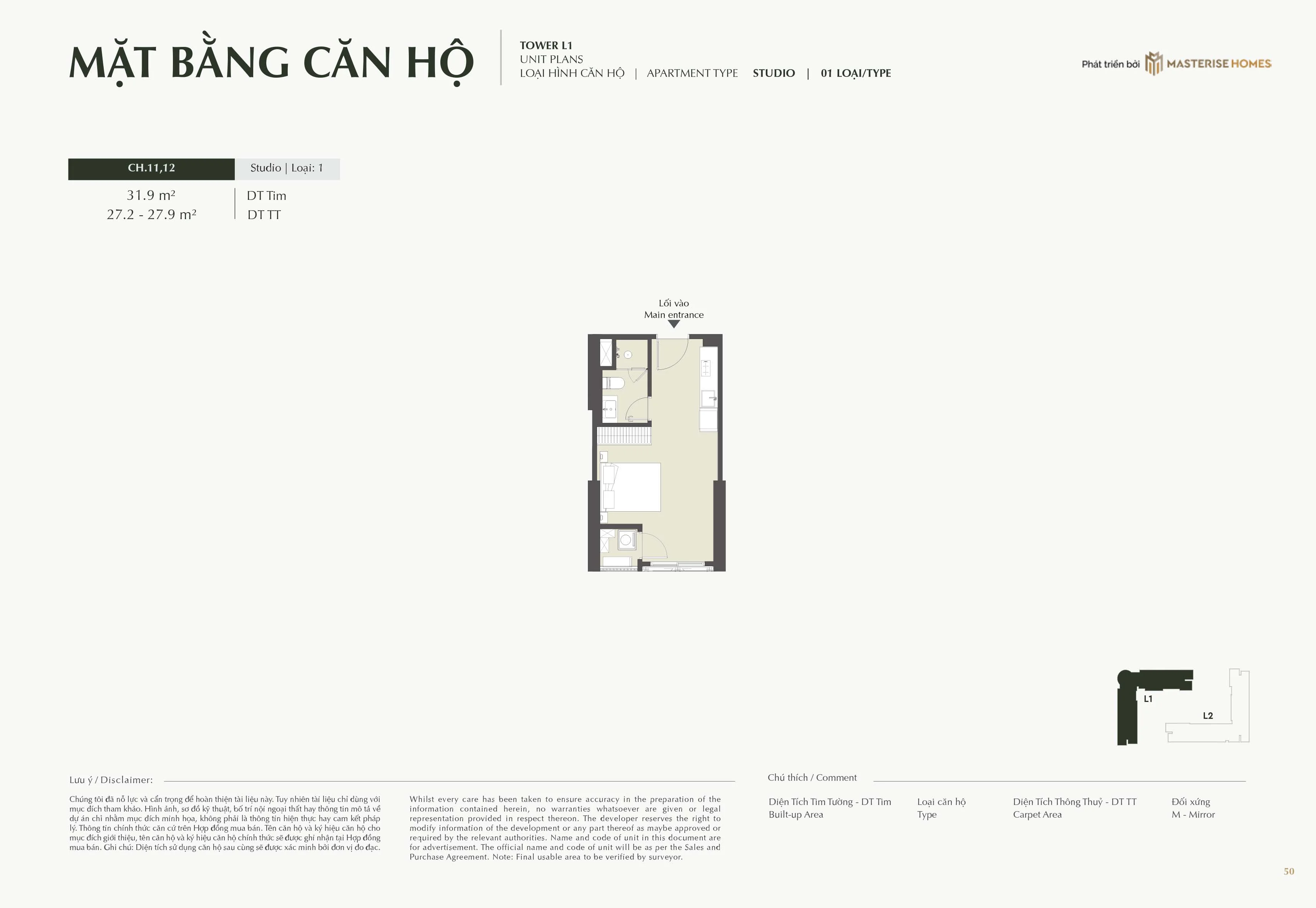 Mẫu mặt bằng căn hộ Studio